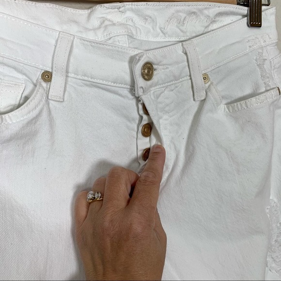 7 For All Mankind White Distressed Jeans Sz 25 - Picture 4 of 10